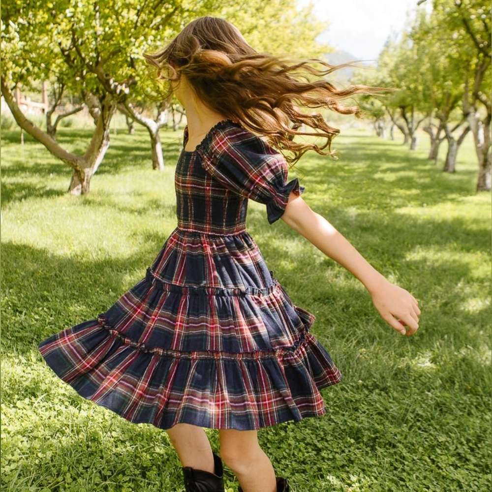 Ivy City Co. Mini Madeline Dress in Navy Plaid